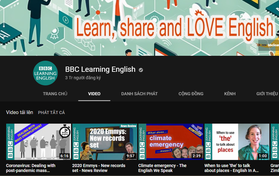 Kênh Youtube BBC Learning English