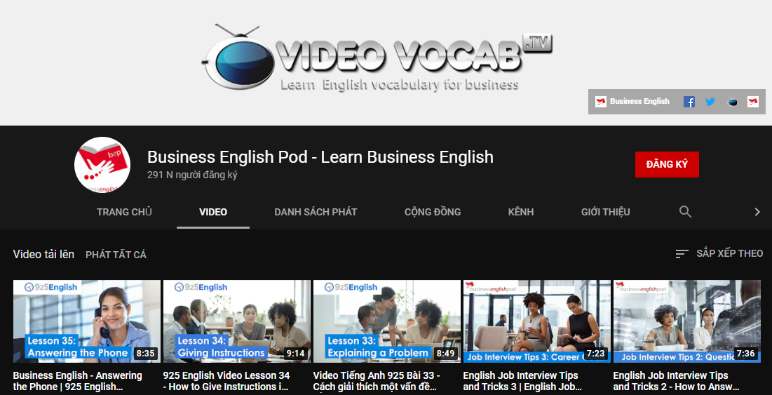 Kênh Youtube Business English Pod