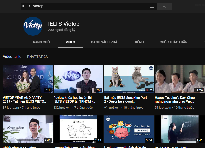 Kênh Youtube IELTS Vietop