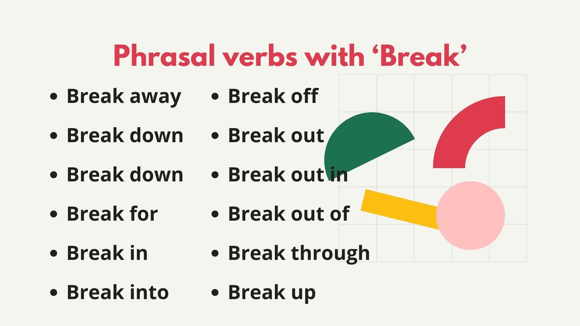 Ý nghĩa của Break + giới từ (Phrasal verb của Break)